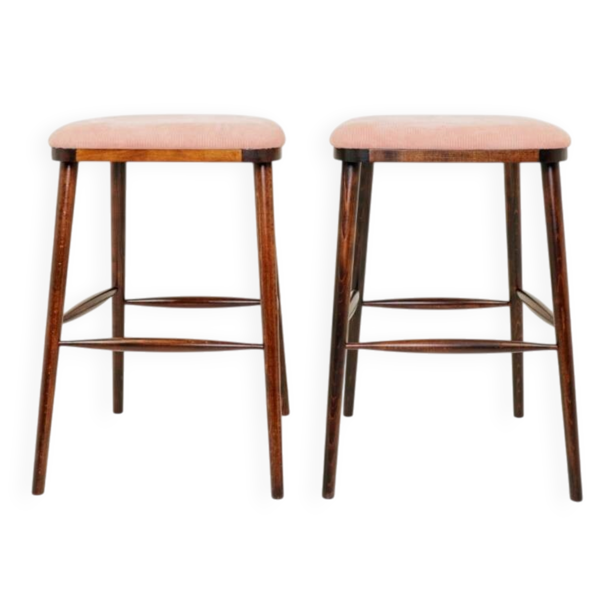 Tabourets de bar rosé velours côtelé Lot de 2
