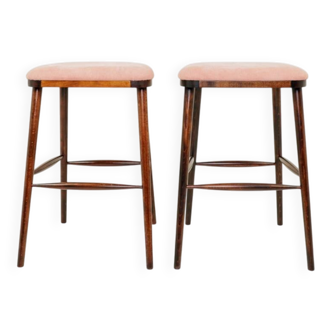 Pink ribbed velvet bar stools Set of 2