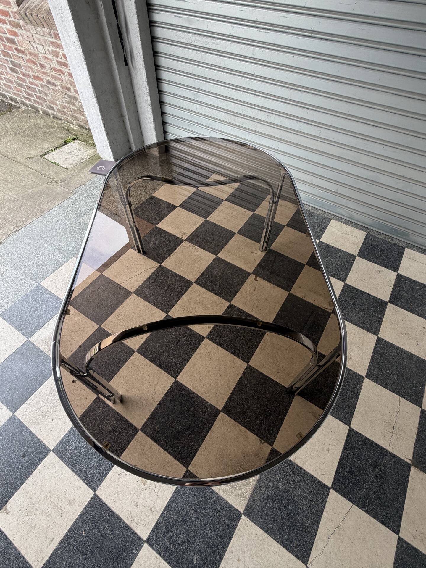Vintage glass and chrome table
