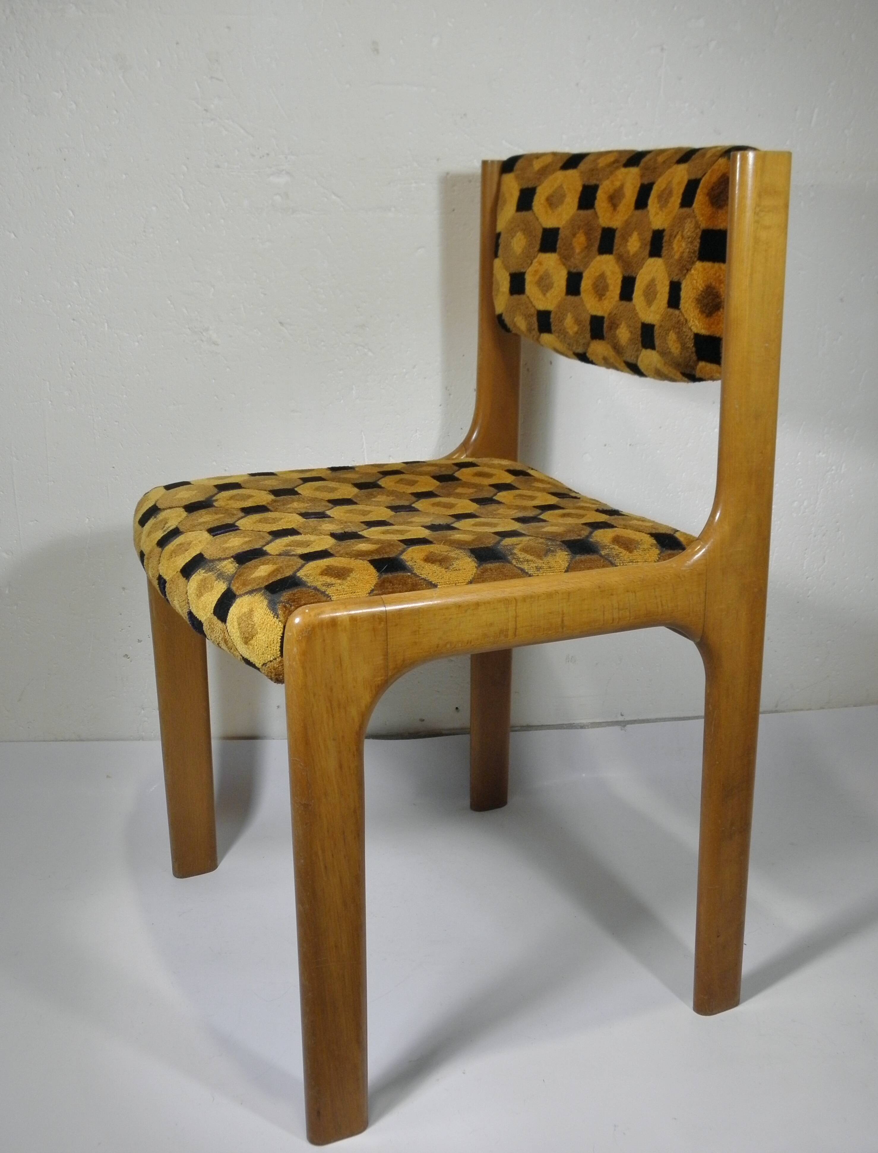 CHAISE BOIS et TISSU années 70