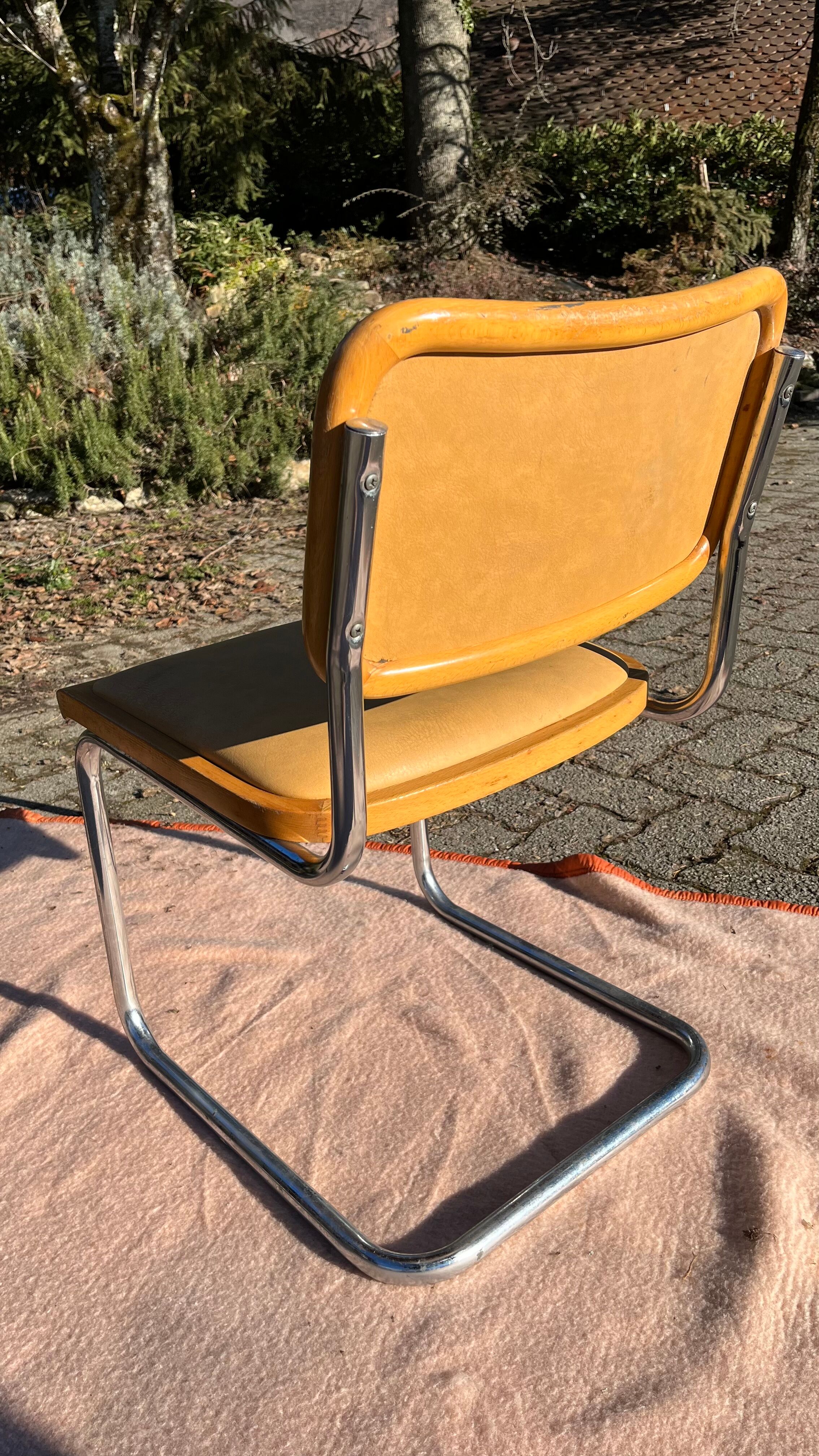 Pair vintage sled reception chairs