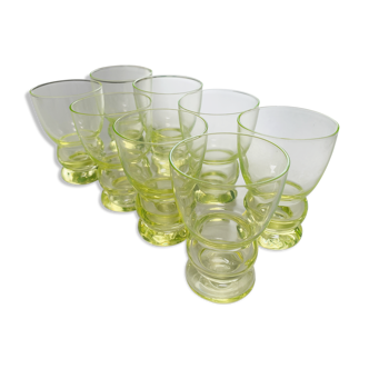 Neon yellow liquor glasses