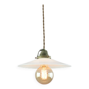 Mid-Century Italian Ceramic and Brass Pendant Lamp