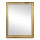 Rectangular mirror with a gold wooden frame.