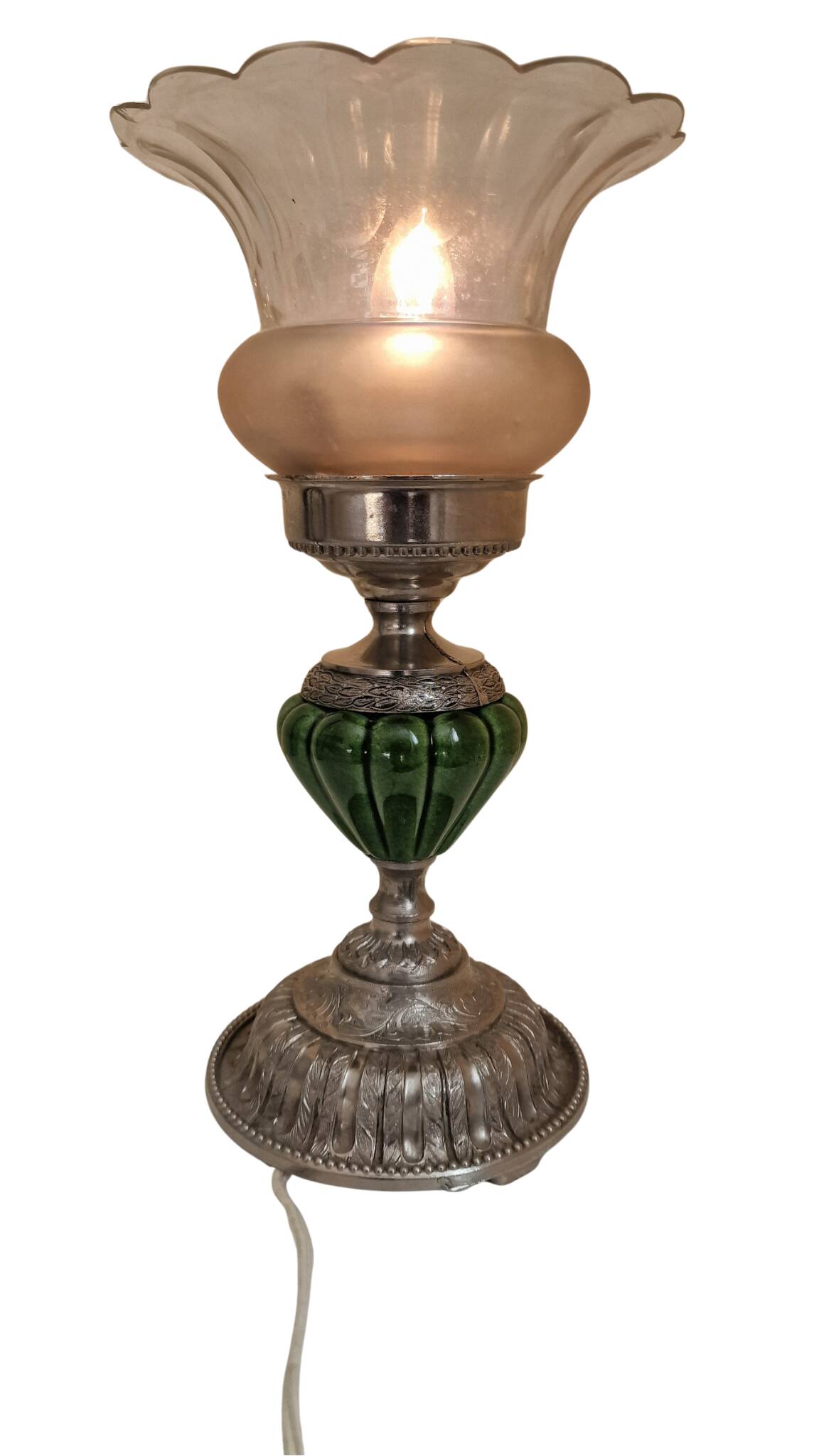 Lampe de table élégant verre et metal