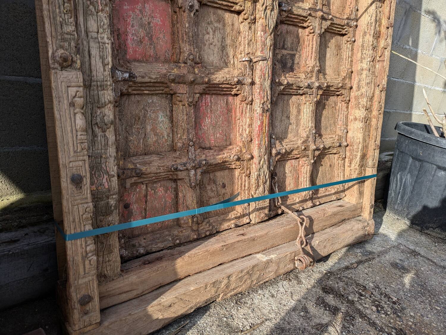 Very old Indian door from Rajasthan in functional teak.
