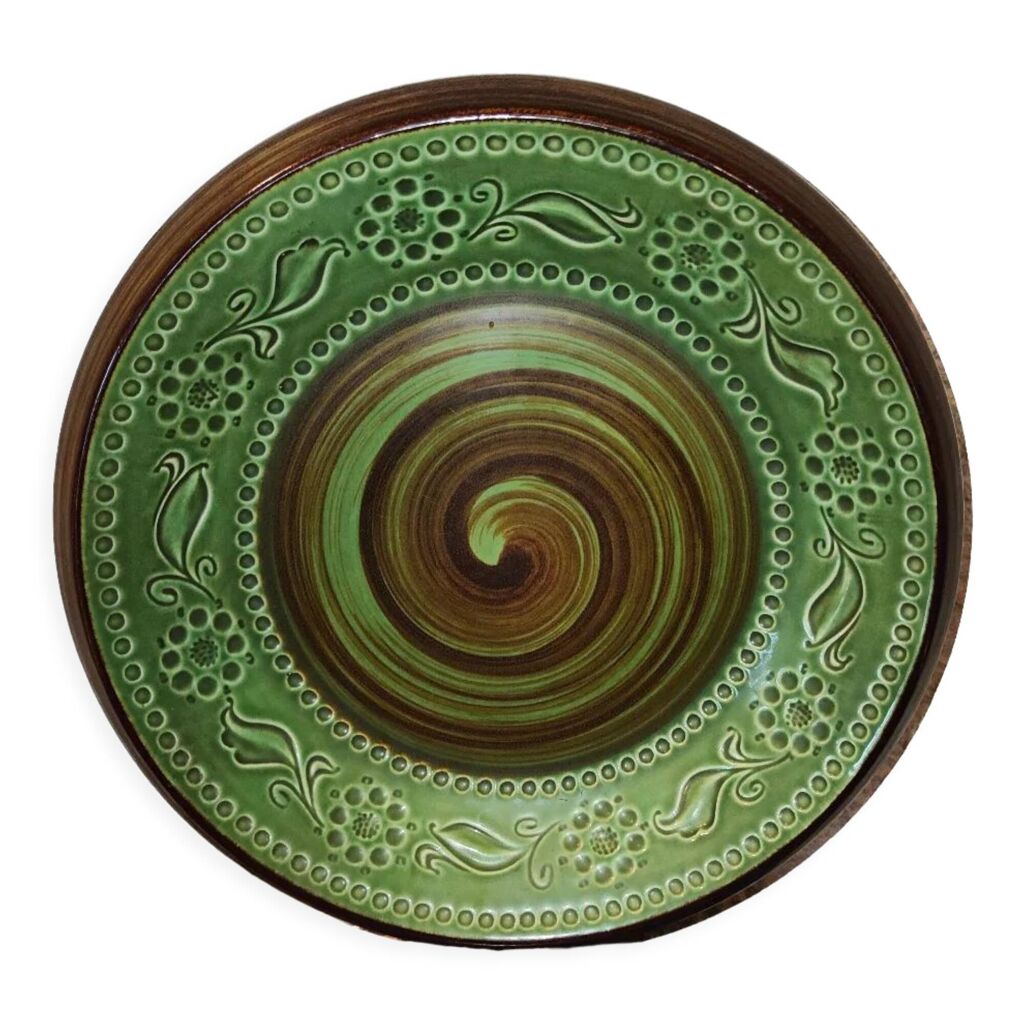 Assiette Murale Artistique - Décor Baroque Vert - Vietri céramique - l'excellence made in Italy