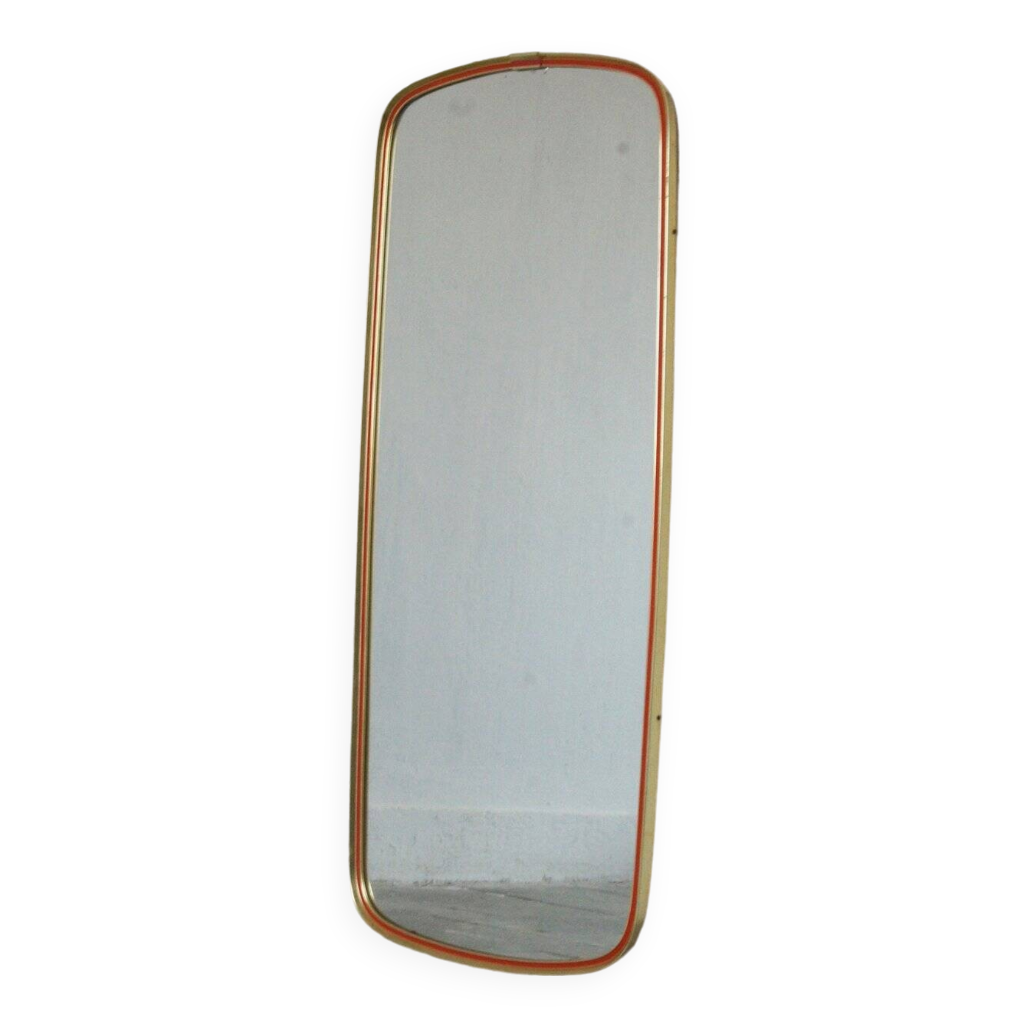 Mid-Century Gold & Red Mirror, 1960s