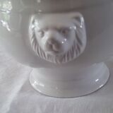 Soupière en porcelaine blanche tête de lions
