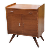 Vintage oak chest of drawers feet compass and fins of the 50s 2 doors 1 drawer