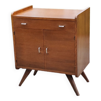 Vintage oak chest of drawers feet compass and fins of the 50s 2 doors 1 drawer