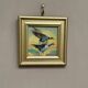 Mid-Century Oil on Panel – “Birds” by Unknown, Vintage & Framed 11 × 11 cm