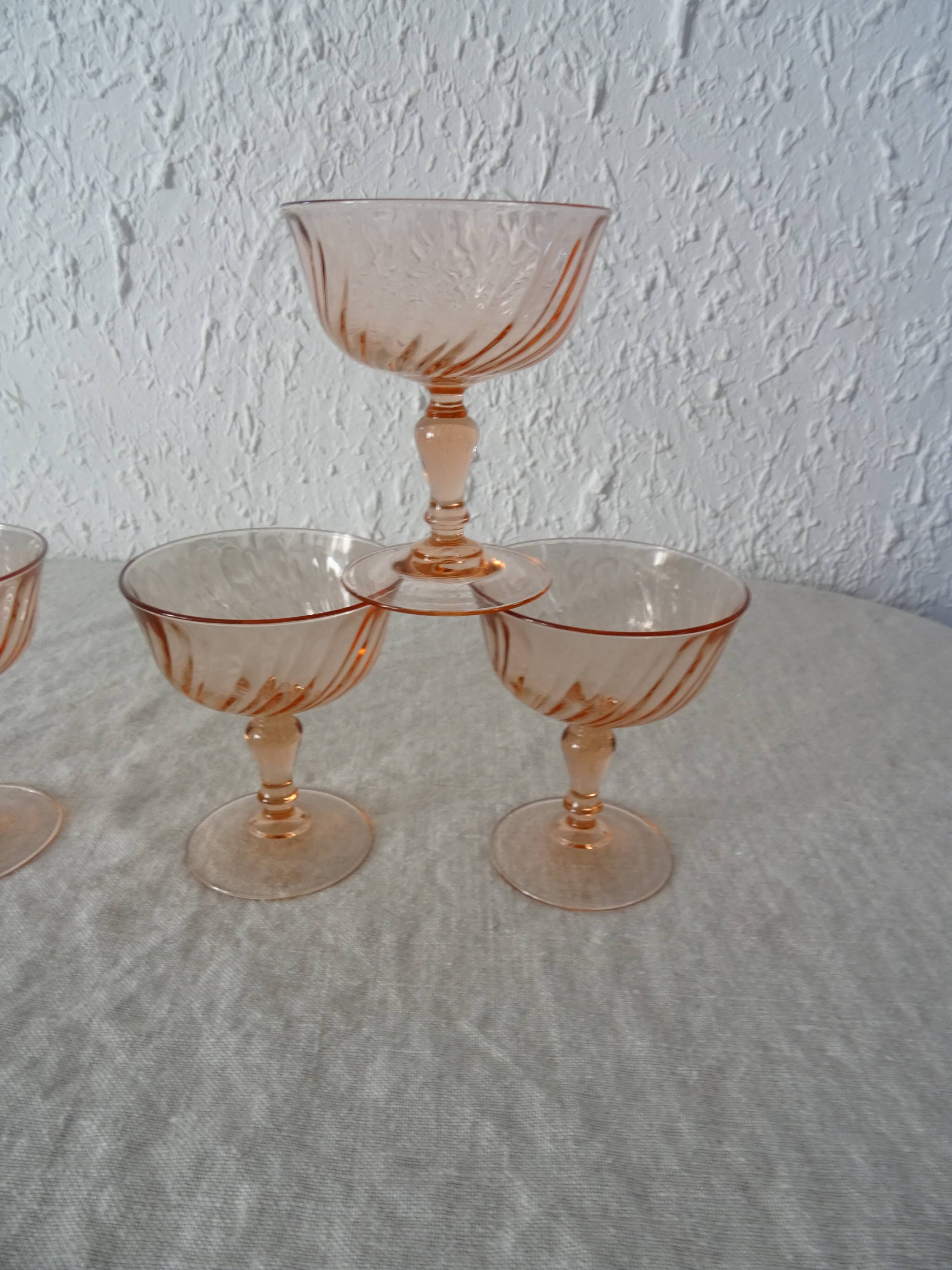 6 glasses dessert or champagne rosaline luminarc 480323 pink glass