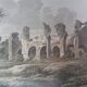 Old Color Lithograph “Roman Aqueduct Fréjus” + Black Wood Frame #A686