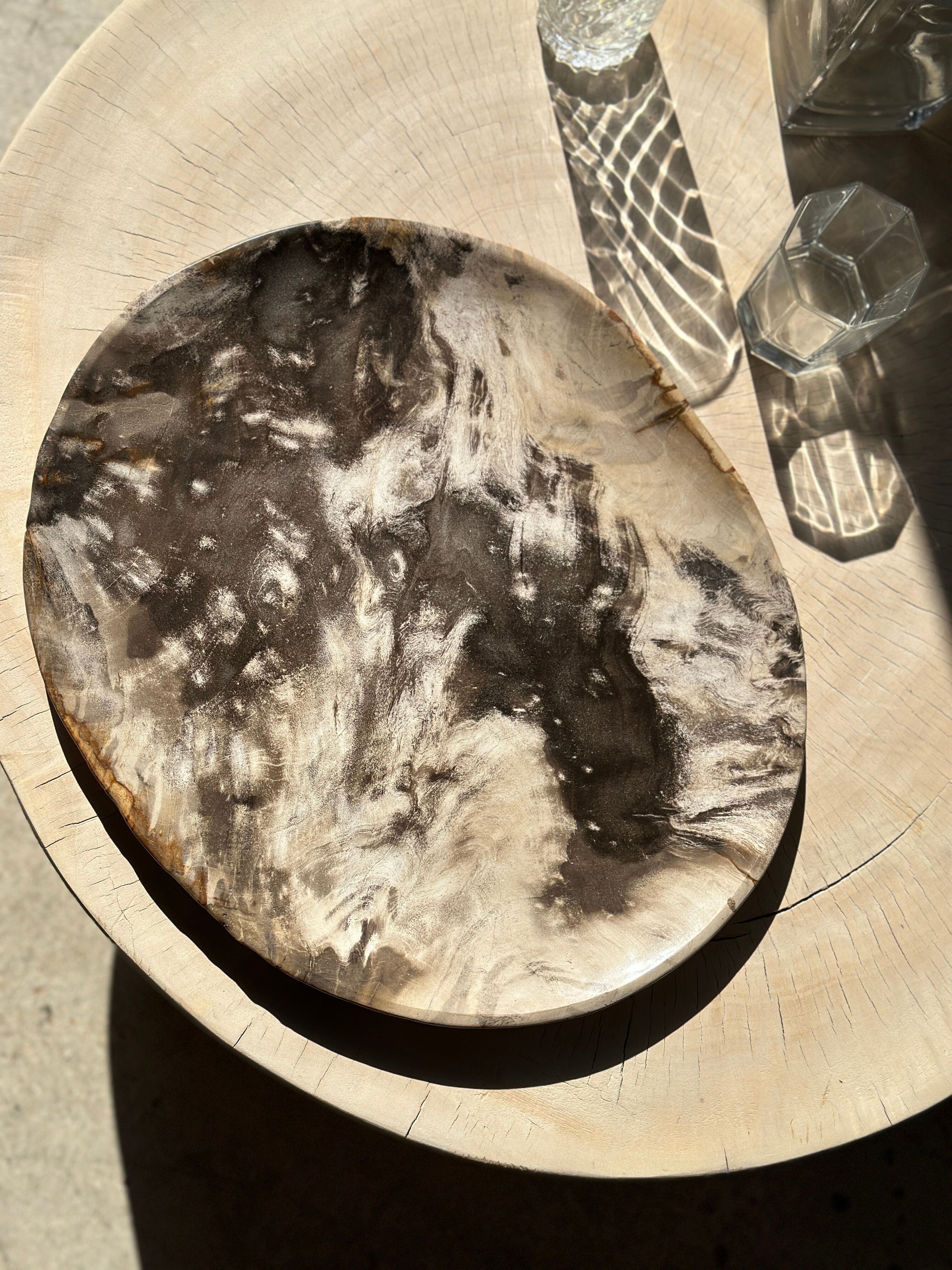 Very large empty pocket or petrified wooden flat