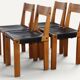 Set of 4 S24 chairs by Pierre Chapo – Solid elm and black leather – 1970