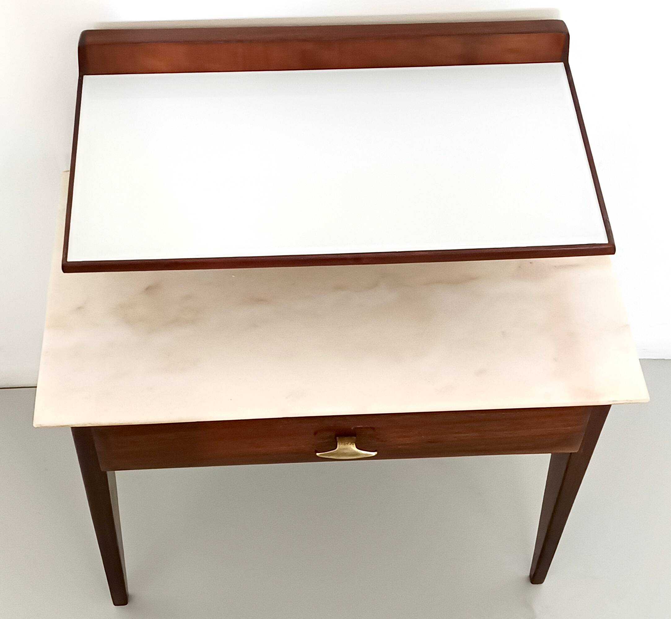 Vintage Single Nightstand with Glass and Marble Shelves, Italy