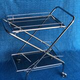 1970 folding server on wheels smoked glass