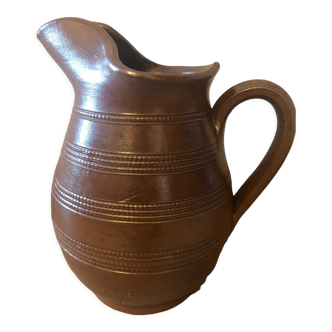 Glazed stoneware pitcher