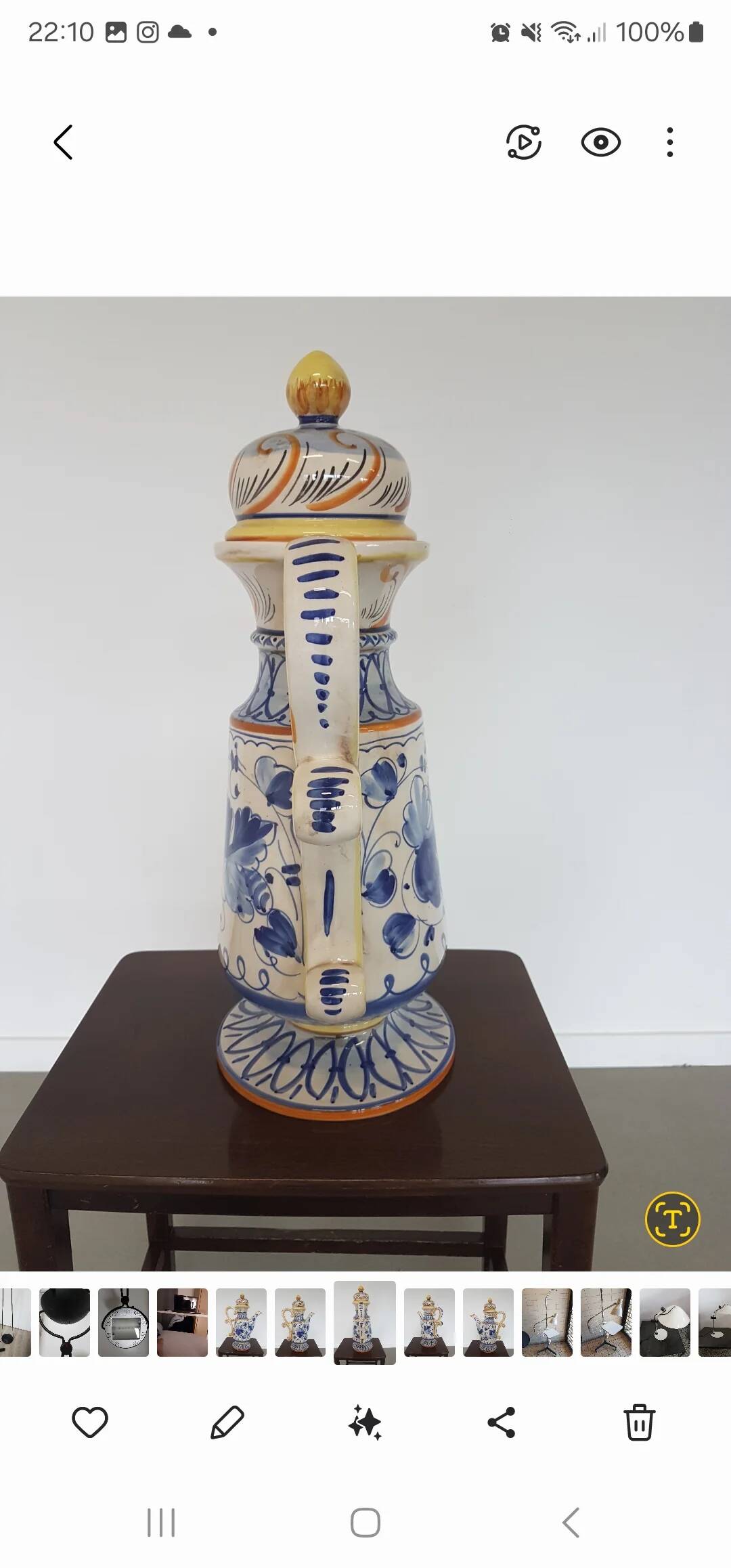 Italy ceramic Majolica Deruda teapot height 50 cm