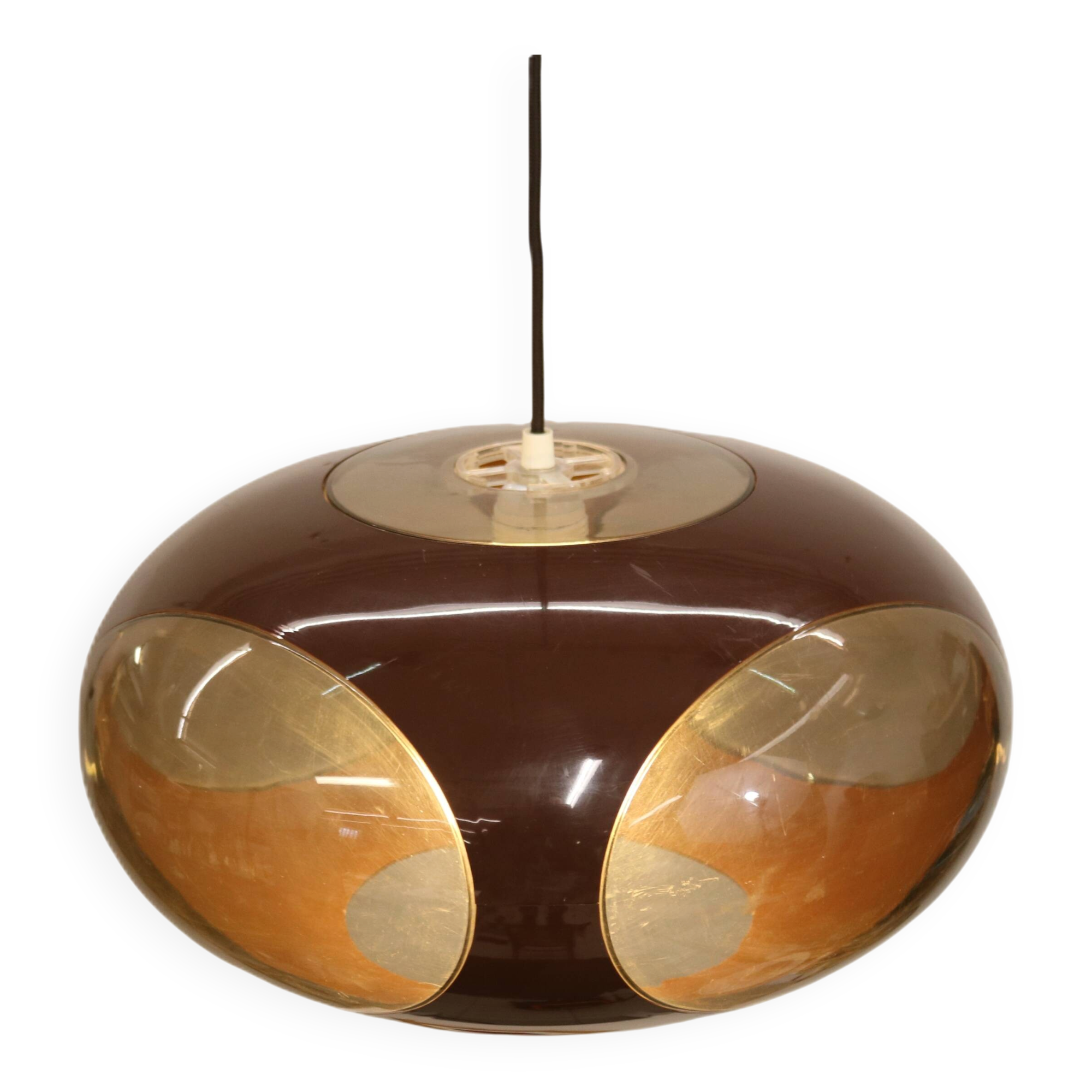 Space age bug eye ufo lamp *** Massive Belgium *** chocolat brown colour **