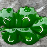 Green Ceramic Hors d'Oeuvres Dish in Leaf Shape, Art Deco Period