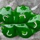 Green Ceramic Hors d'Oeuvres Dish in Leaf Shape, Art Deco Period
