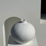 Handcrafted terracotta ball vase painted white H:24 D:26