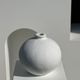 Handcrafted terracotta ball vase painted white H:24 D:26
