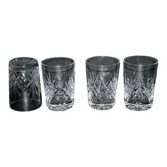 Set of 4 crystal whisky glasses cut by lemberg juno near chantilly - cristallerie lorraine