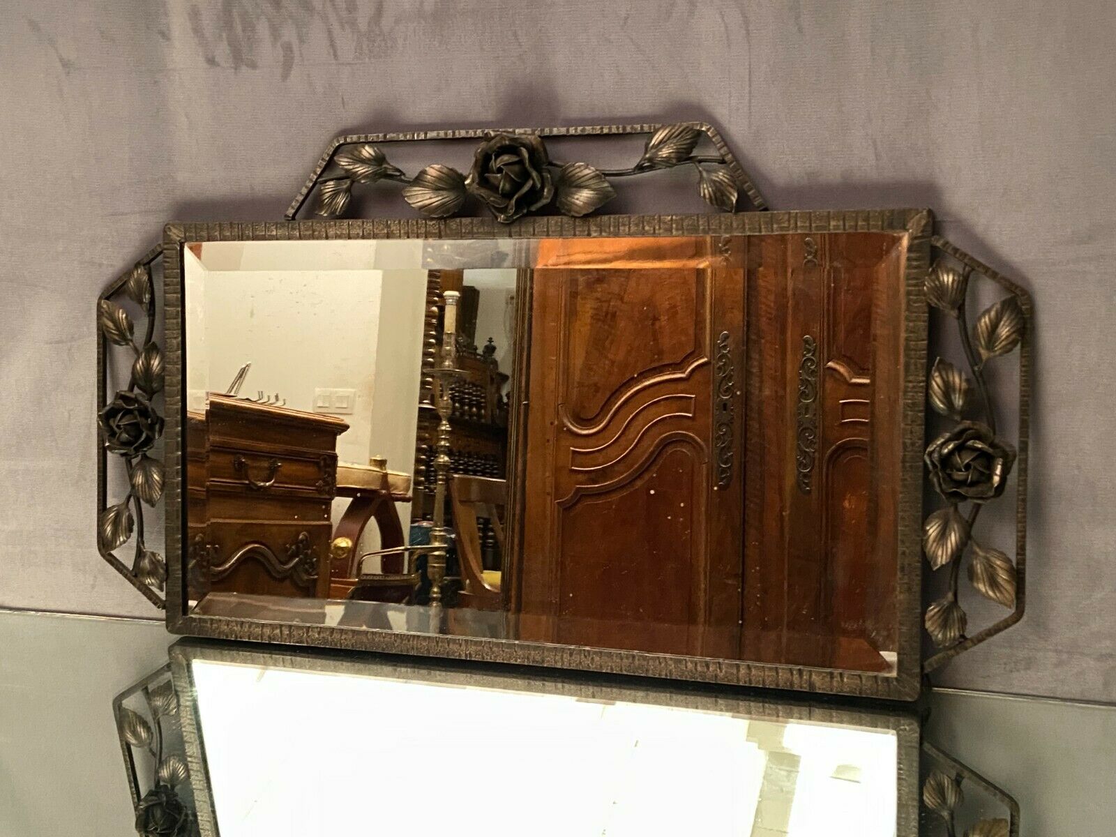 Wrought iron mirror Art Deco era