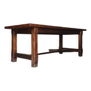 Brutalist rustic XXL farm table "Olavi" in stained elm NF furniture for 12 guests
