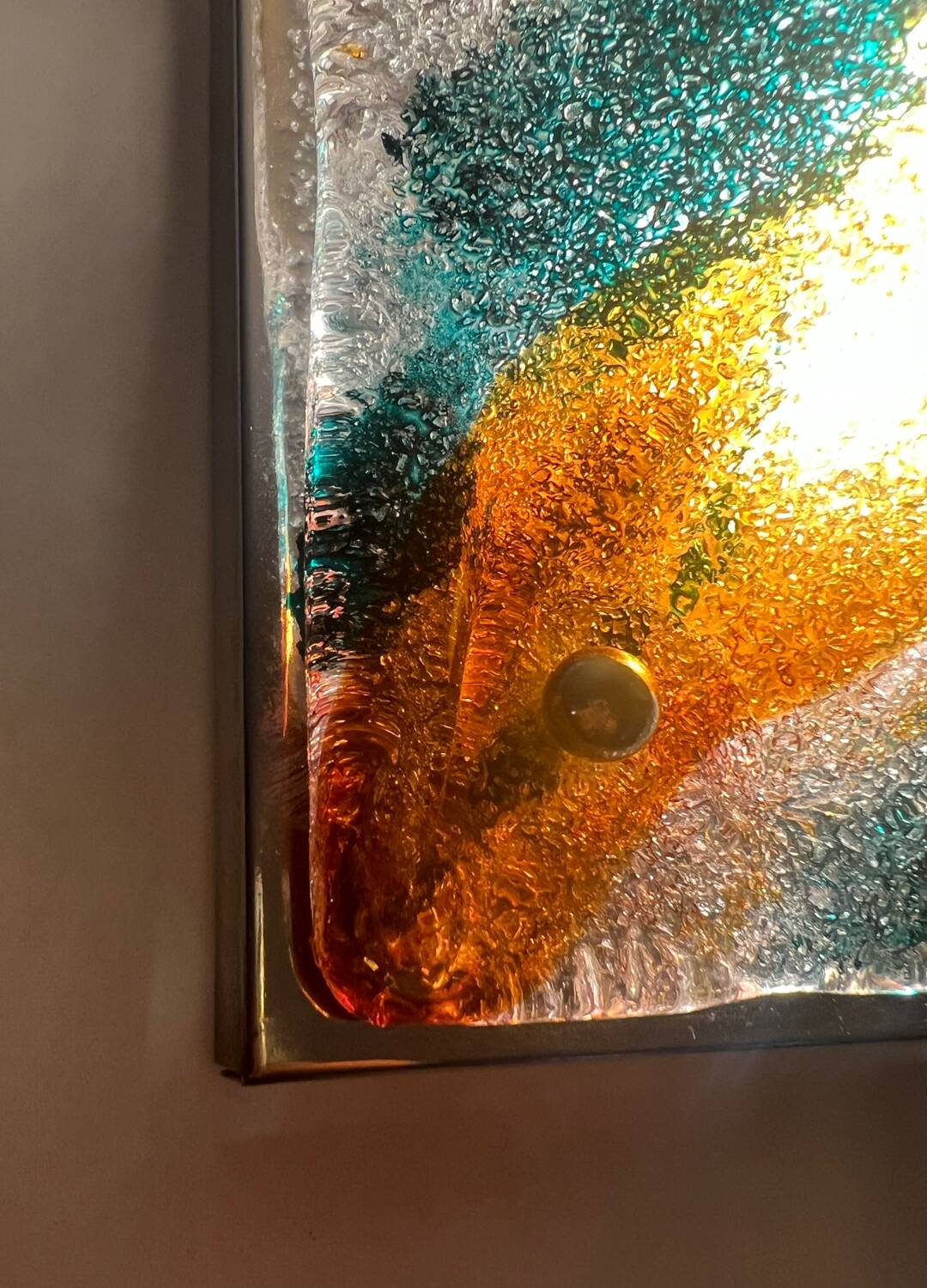 Italian Murano glass and chrome wall lamp Mazzega 70s