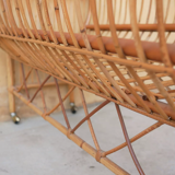 Vintage rattan crib, casters and matte for bed sky