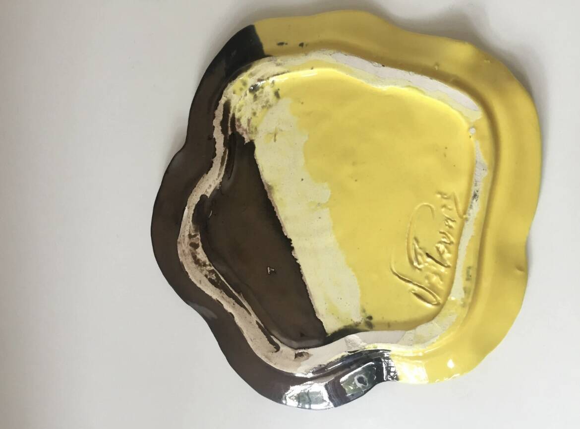 Black and yellow Vallauris plate/saucer