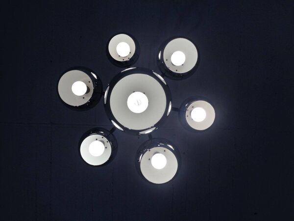 Space Age Chrome-Plated Ceiling Lamp, 1960s