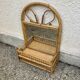 Vintage rattan wall shelf with mirror