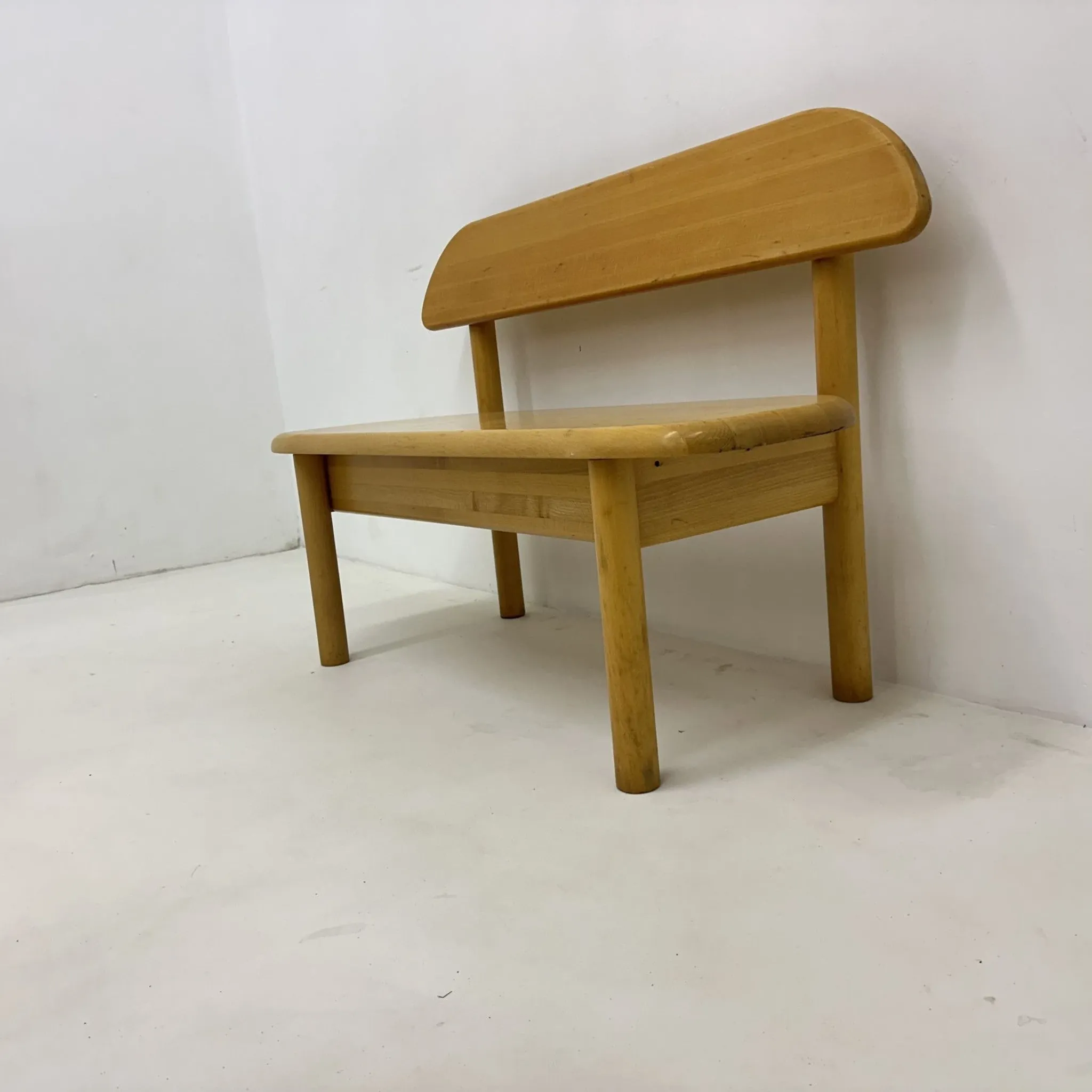 Banc en bois massif vintage danois Ansager Mobler, années 1970