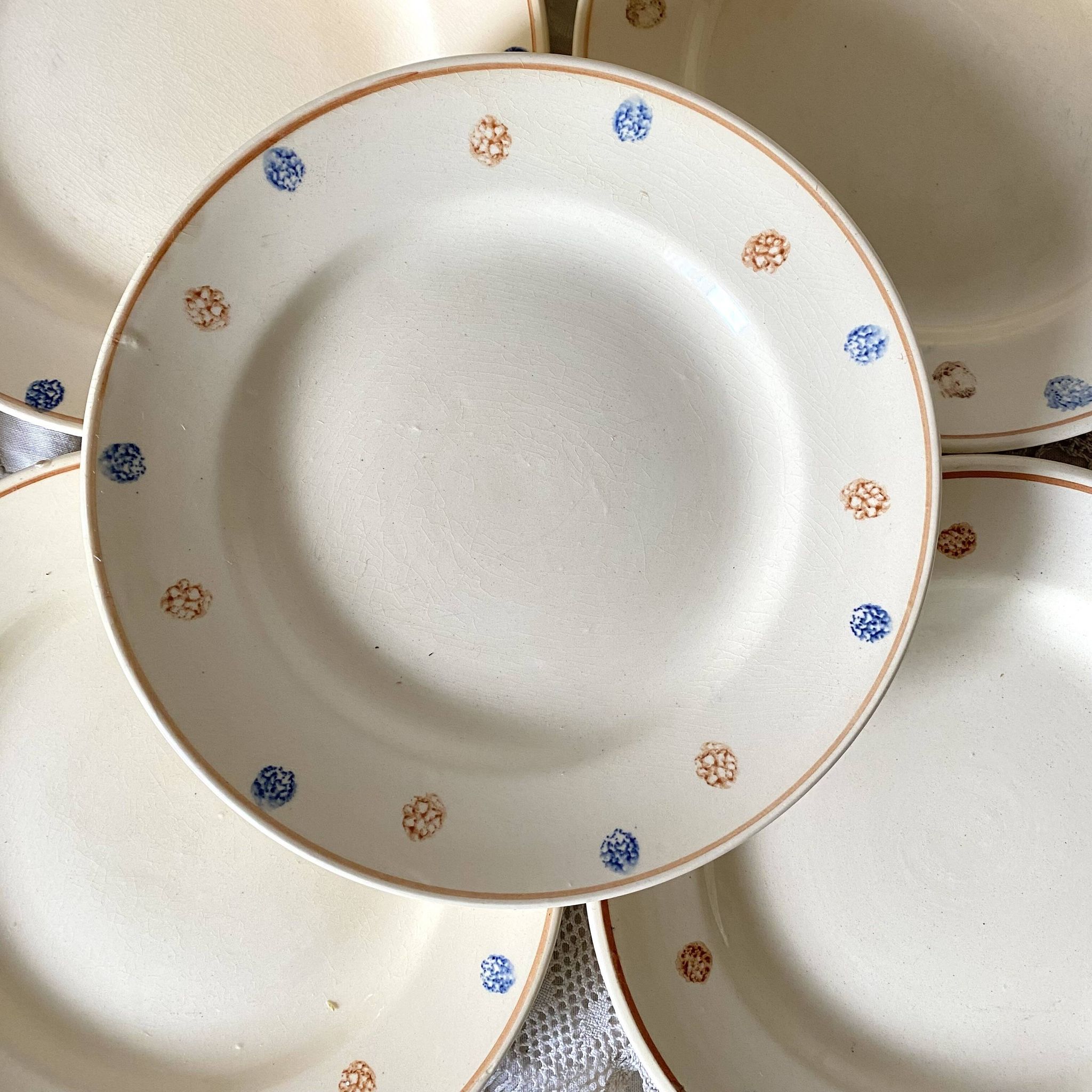 Assiettes plates  anciennes  à pois Sarreguemines