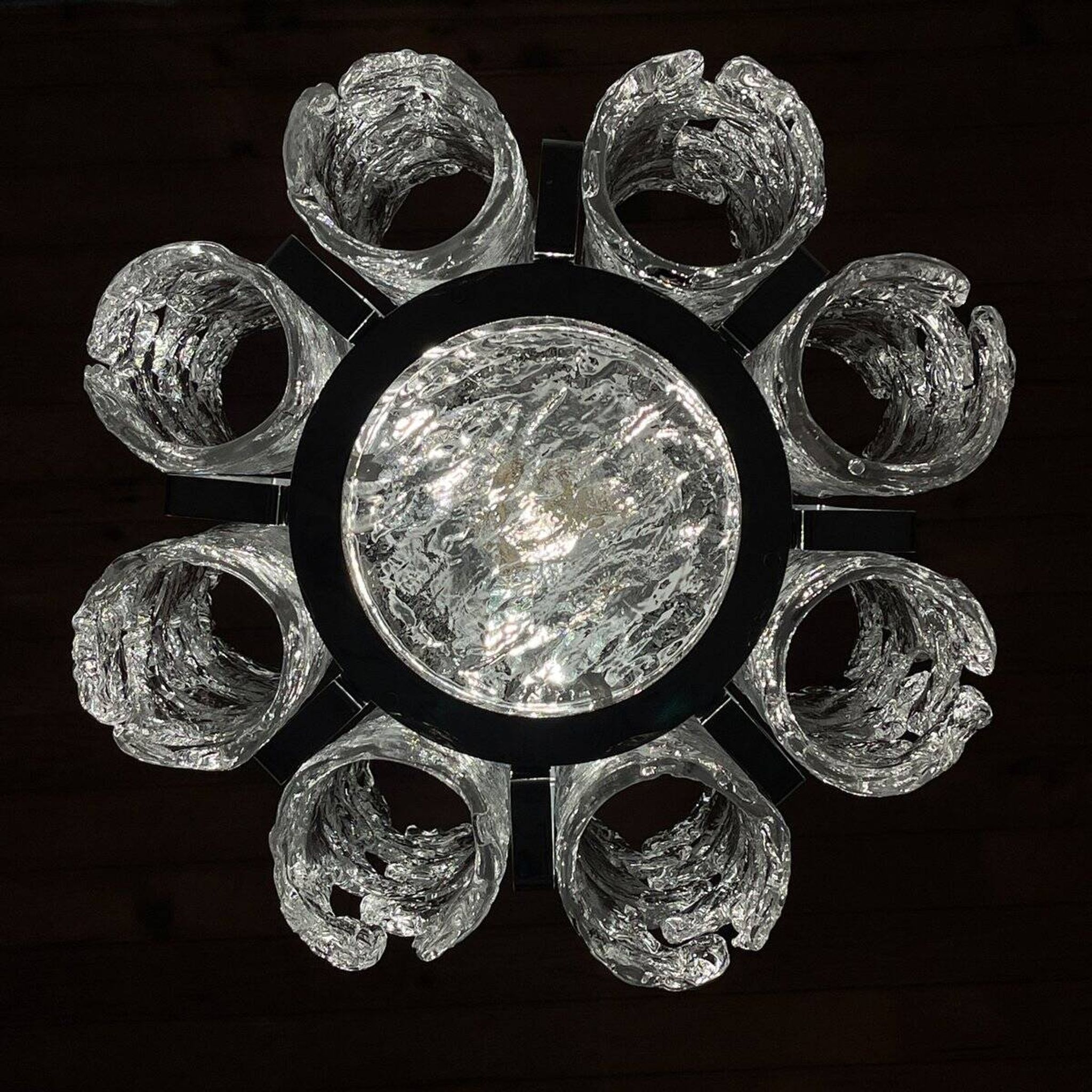 Vintage Ice Murano Chandelier by AV Mazzega, Italy, 1970s