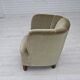 1970s, Danish armchair, original green furniture velour, oak wood.