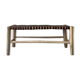 Large raw bench in wood and tawny leather
