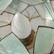 Pair of designer table lamps in turquoise blue green capiz mother-of-pearl from the 70s