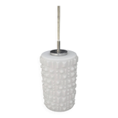 Seventies design white textured opaline tube pendant light