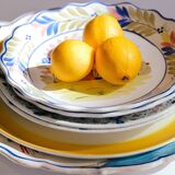 Large Vintage Hand Painted Italian Ceramic Plate with Flowers