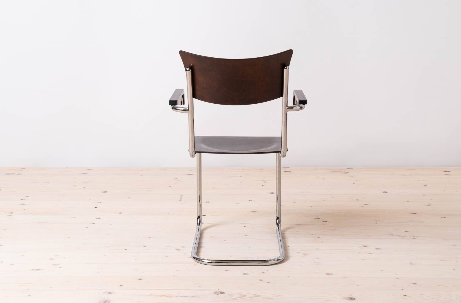 Set of 4 Bauhaus Dining Chairs, designed by Mart Stam, Tubular Steel Base