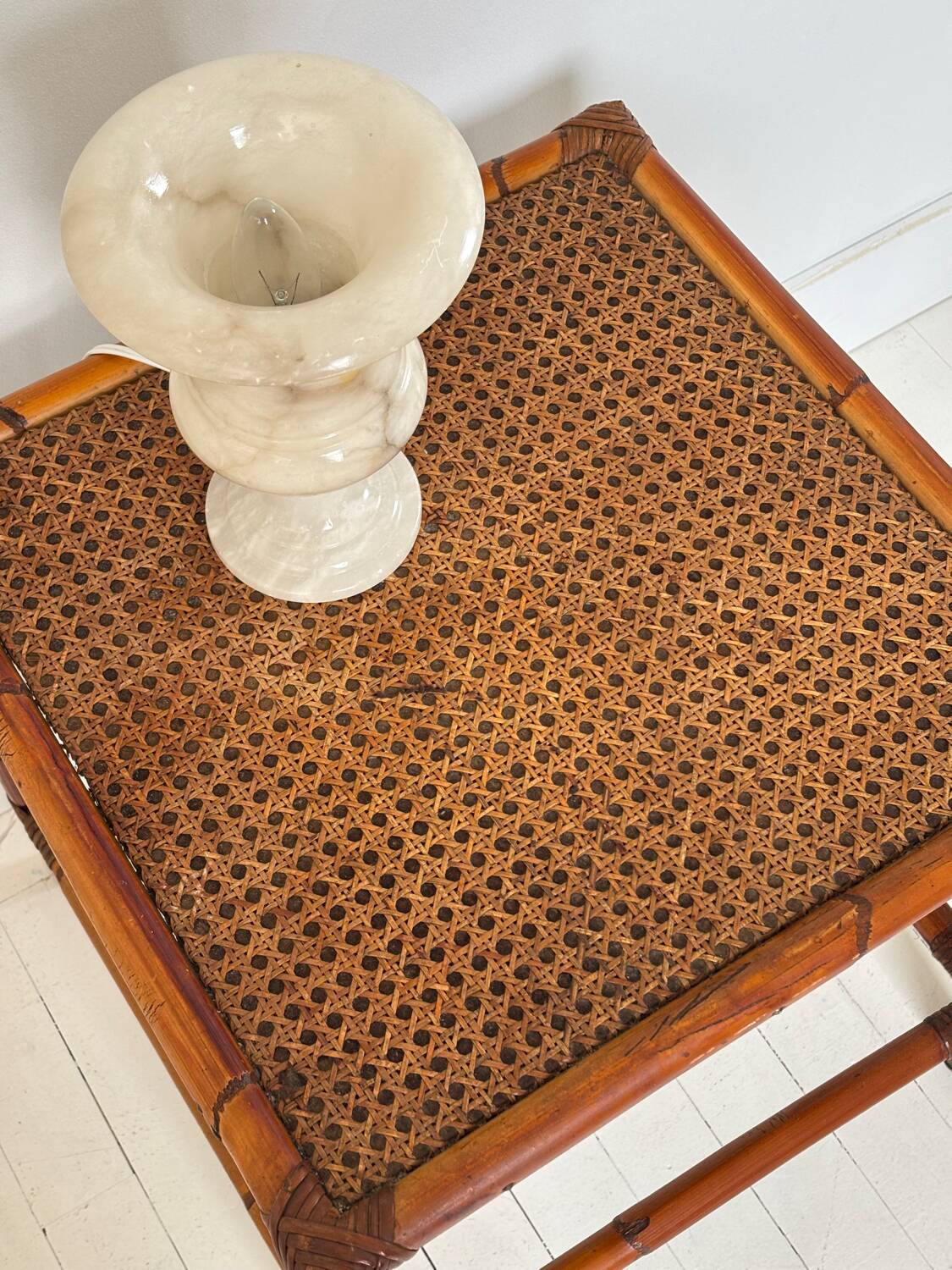 Rattan side table