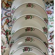 6 hollow earthenware plates, L'Amandinoise