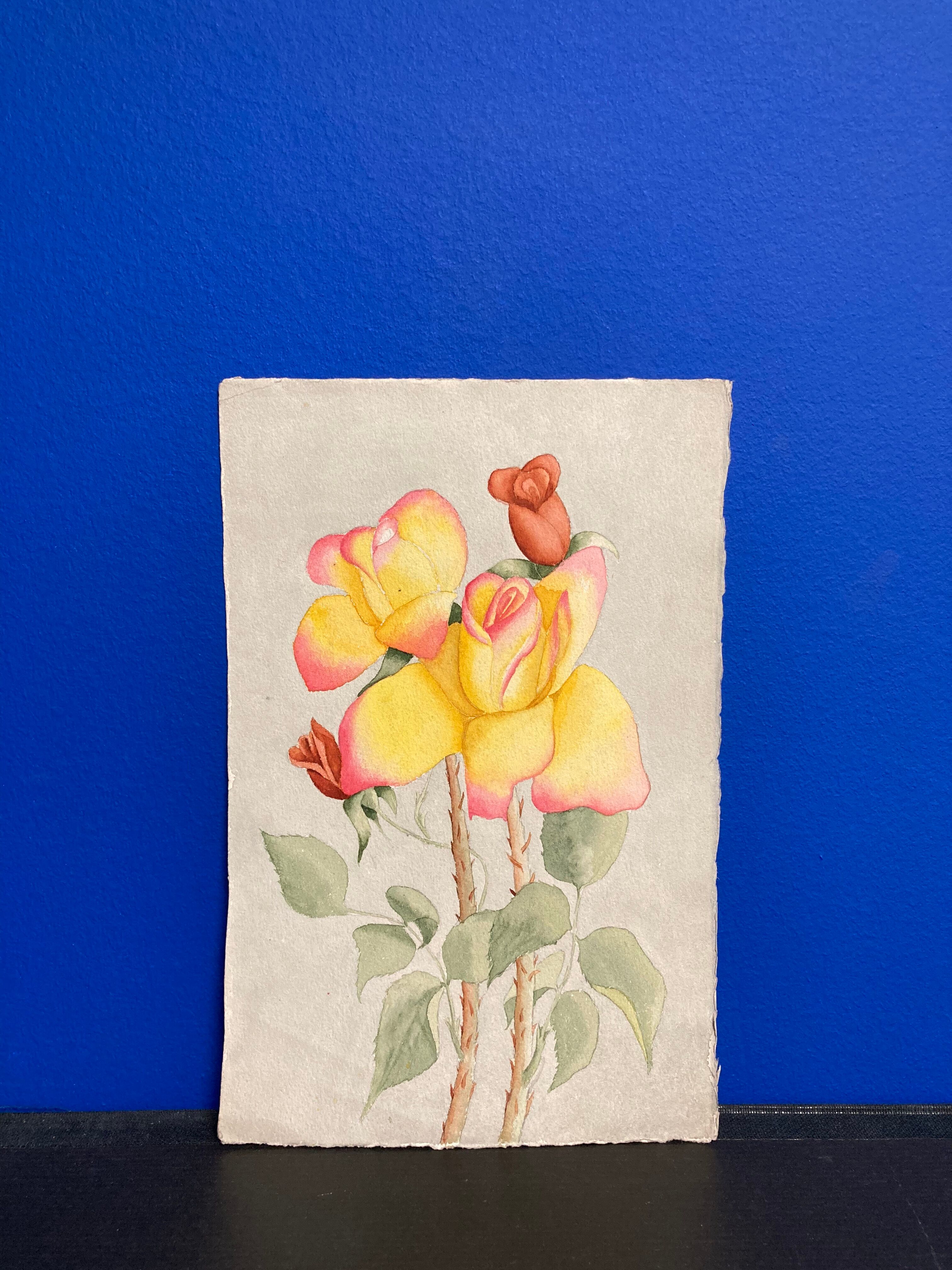 Watercolor with vintage roses