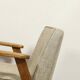 Vintage armchair in natural rustic oak wood herringbone fabric modern design by Chierovsky